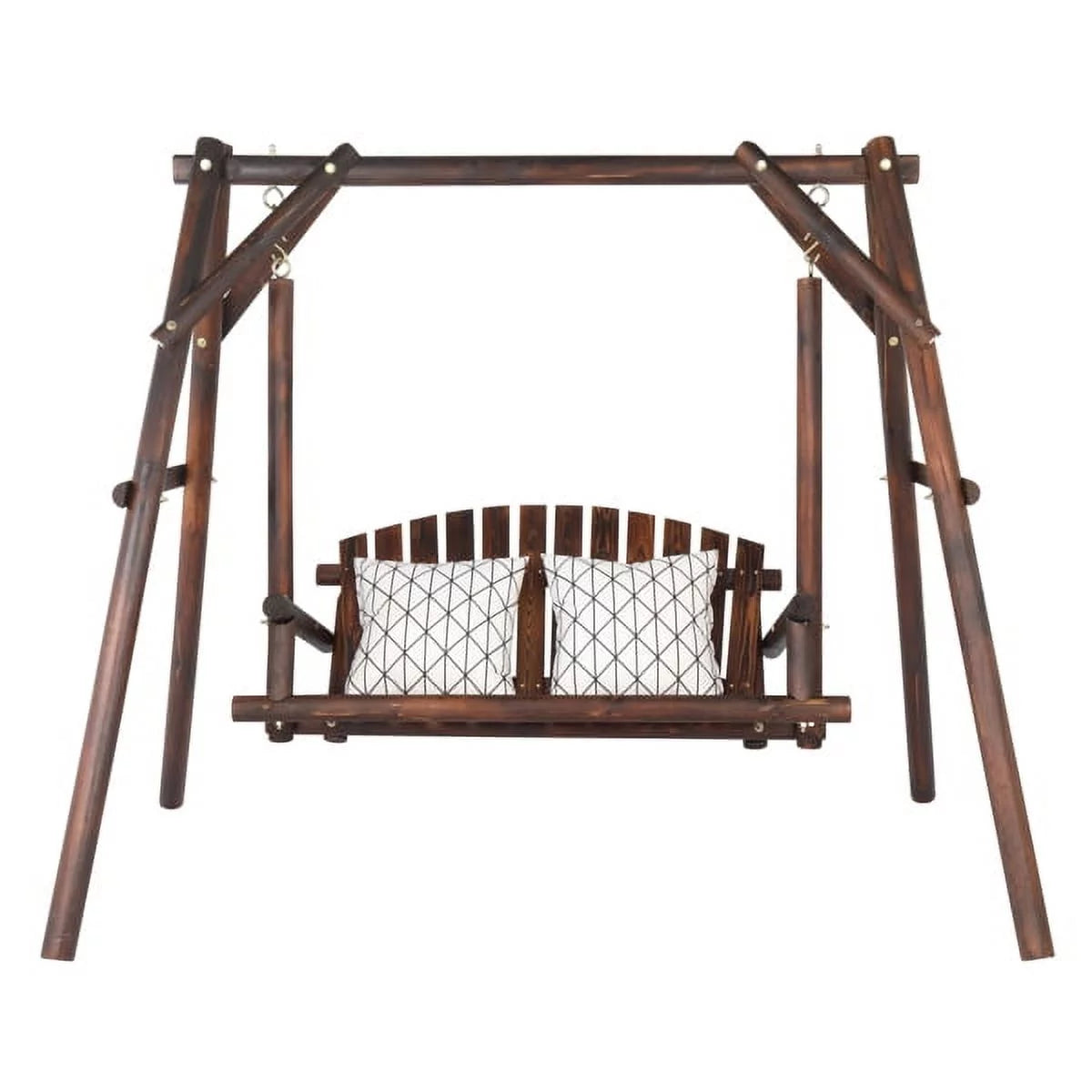 6.5ft Hardwood Patio Swing with Stand, Carbonized N962