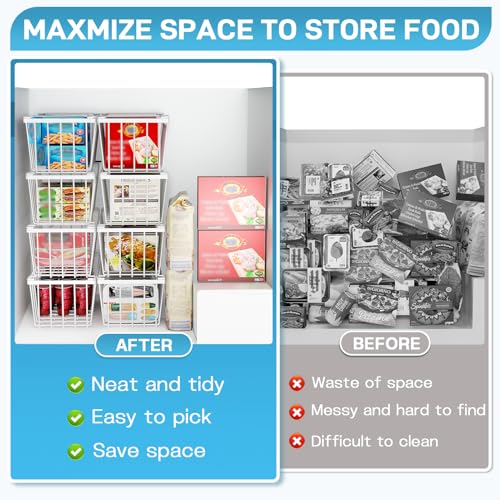 Black 4 Pack Stackable Freezer Organizer Bins C849