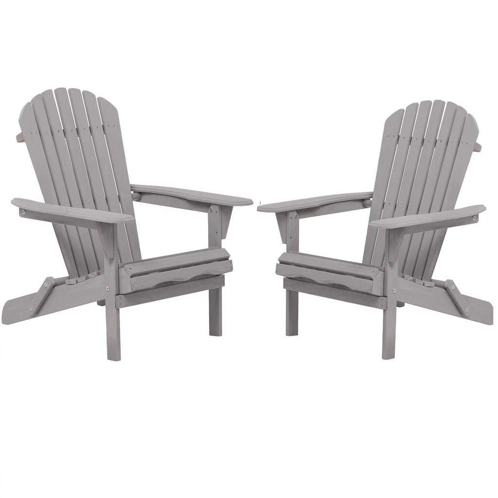 Gray Wooden Folding Adirondack Chair Set of 2 W632829