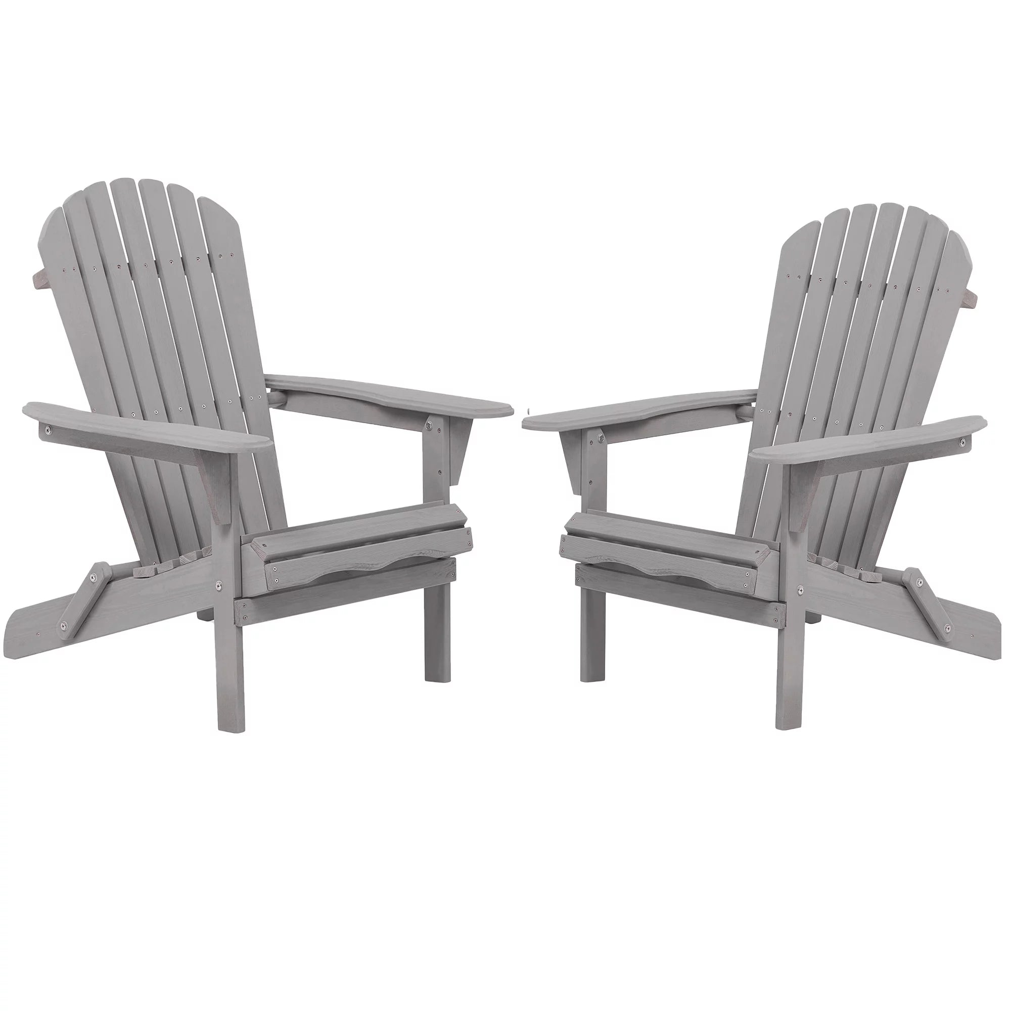 Gray Wooden Folding Adirondack Chair Set of 2 W632829
