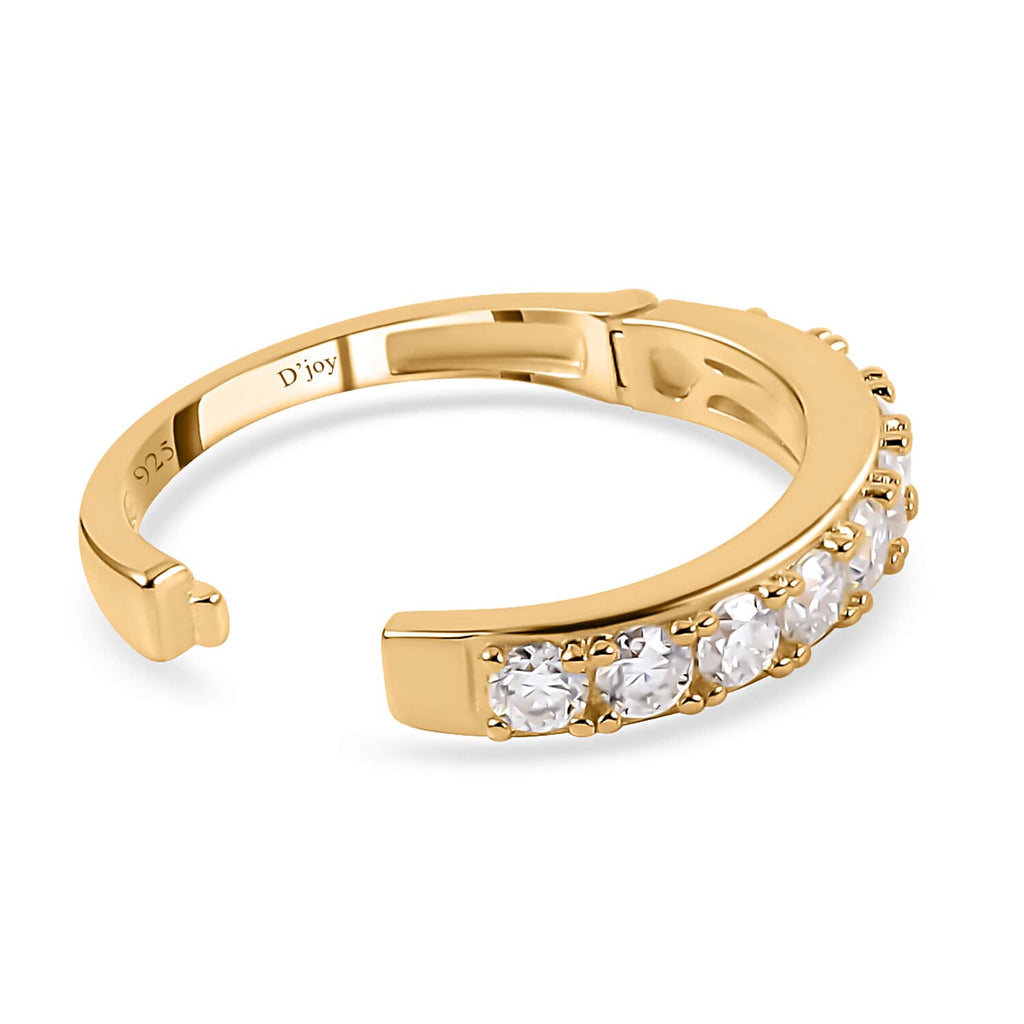 Moissanite Round 925 Sterling Silver Vermeil Yellow Gold Plated Eternity Band Ring Size 9 Ct 0.82 Y9517
