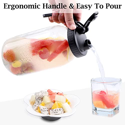 64 OZ Glass Pitcher With Pour Spout Lids C70345