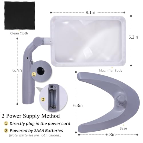 5X Folding Handheld Rectangular Magnifier with 48 Lights U83221