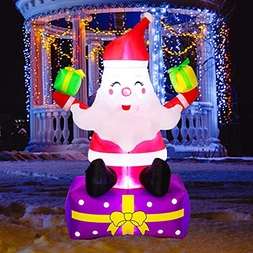 Inflatable Santa Claus with Gift Boxes LED Lights Yard Decor J288