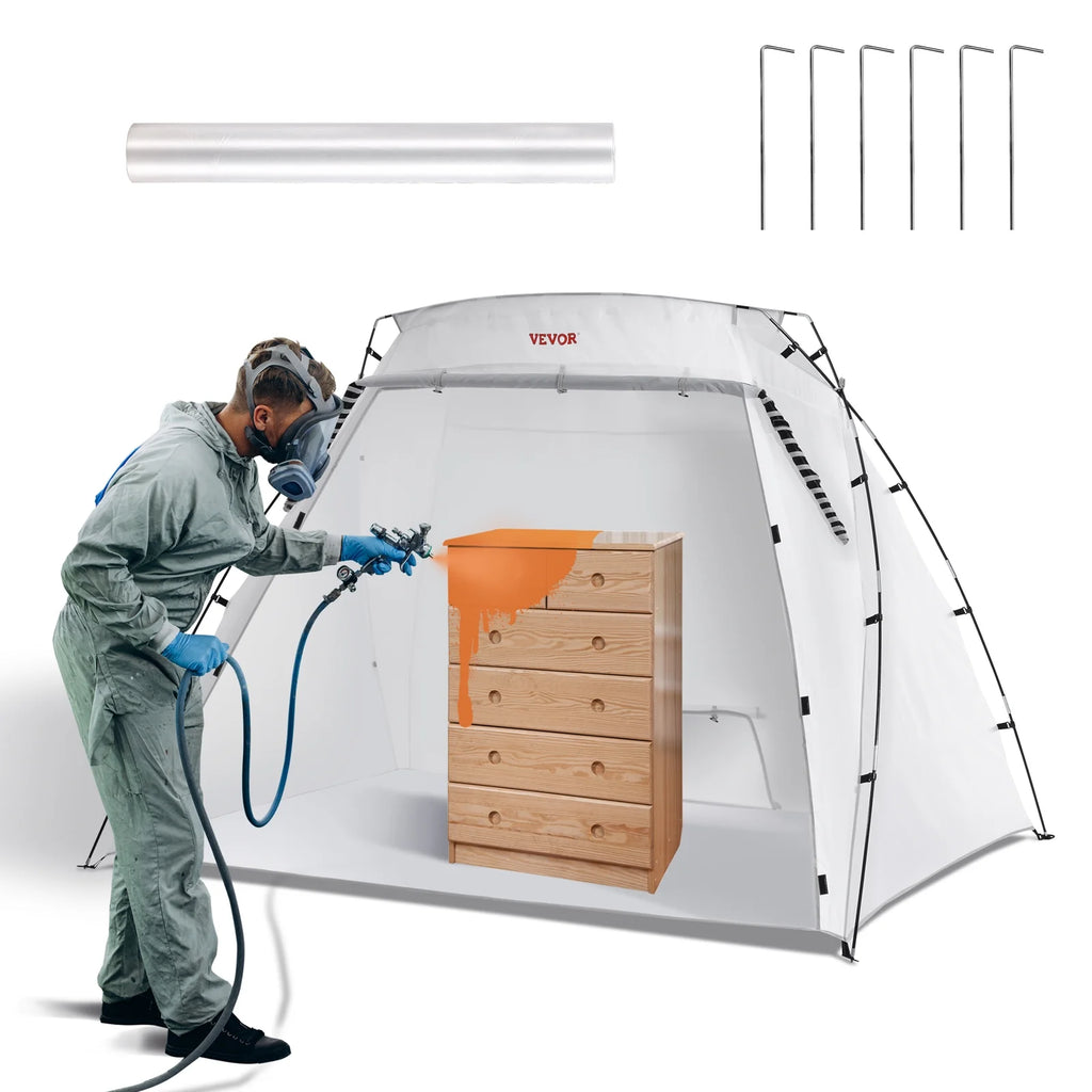 Portable Paint Booth with Built-in Floor & Mesh Screen, 7.5x5.2x5.2ft N172