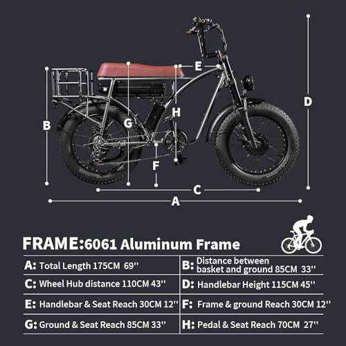 Electric Retro Cargo Bicycle 2000W Dual Motor 48V 18Ah 20" Fat Tire 7 Speed Ebike L858424