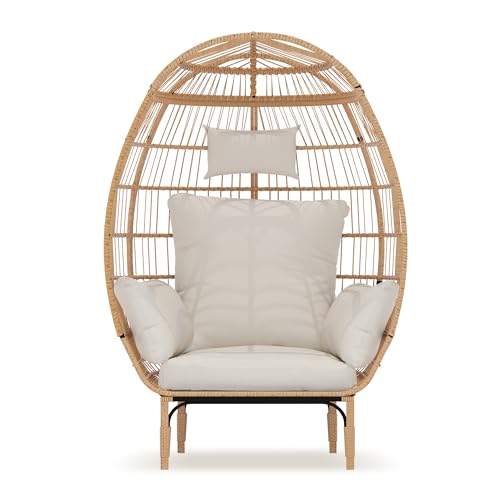 Oversized Wicker Egg Chair with 5 Cushions L157099
