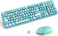 Wireless Mechanical Keyboard with LED Backlit, Bluetooth 5.1/USB Wired Rechargeable 104 Keys Full-Size Blue Switch Round Keycap with Ergonomic Magnetic Wrist Rest N986055