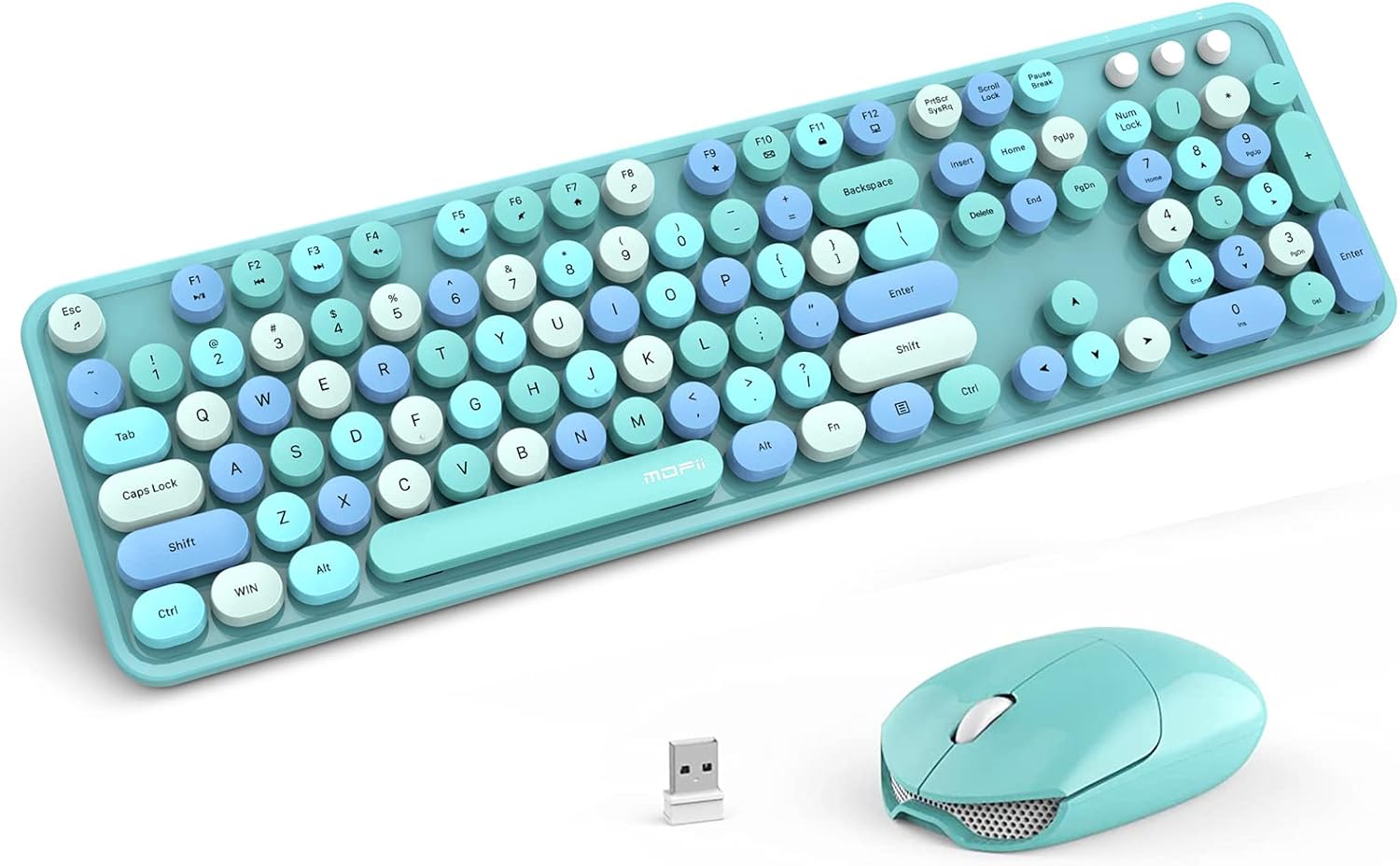 Wireless Mechanical Keyboard with LED Backlit, Bluetooth 5.1/USB Wired Rechargeable 104 Keys Full-Size Blue Switch Round Keycap with Ergonomic Magnetic Wrist Rest N986055