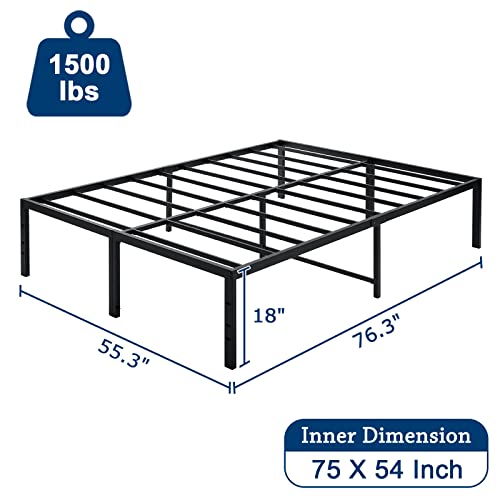 Black 18 Inch Tall Cal King Metal Platform Bed Frame P4825