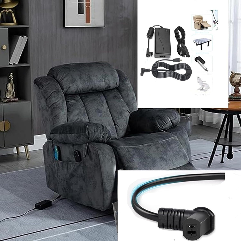 2-Pin Power Adapter with Extension L Shape Cable Cord for Lift Chair I87723