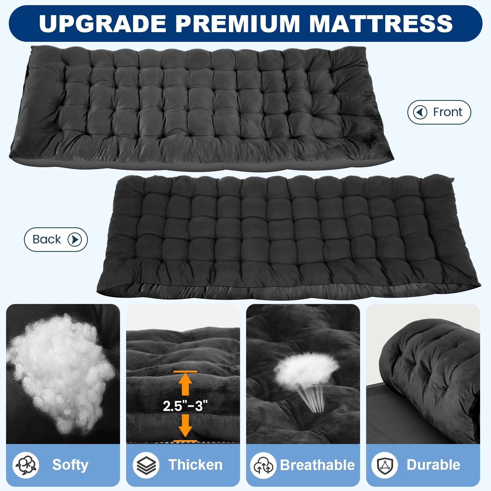 Portable Folding Bed with Removable Thick Mattress and Carry Bag D43670