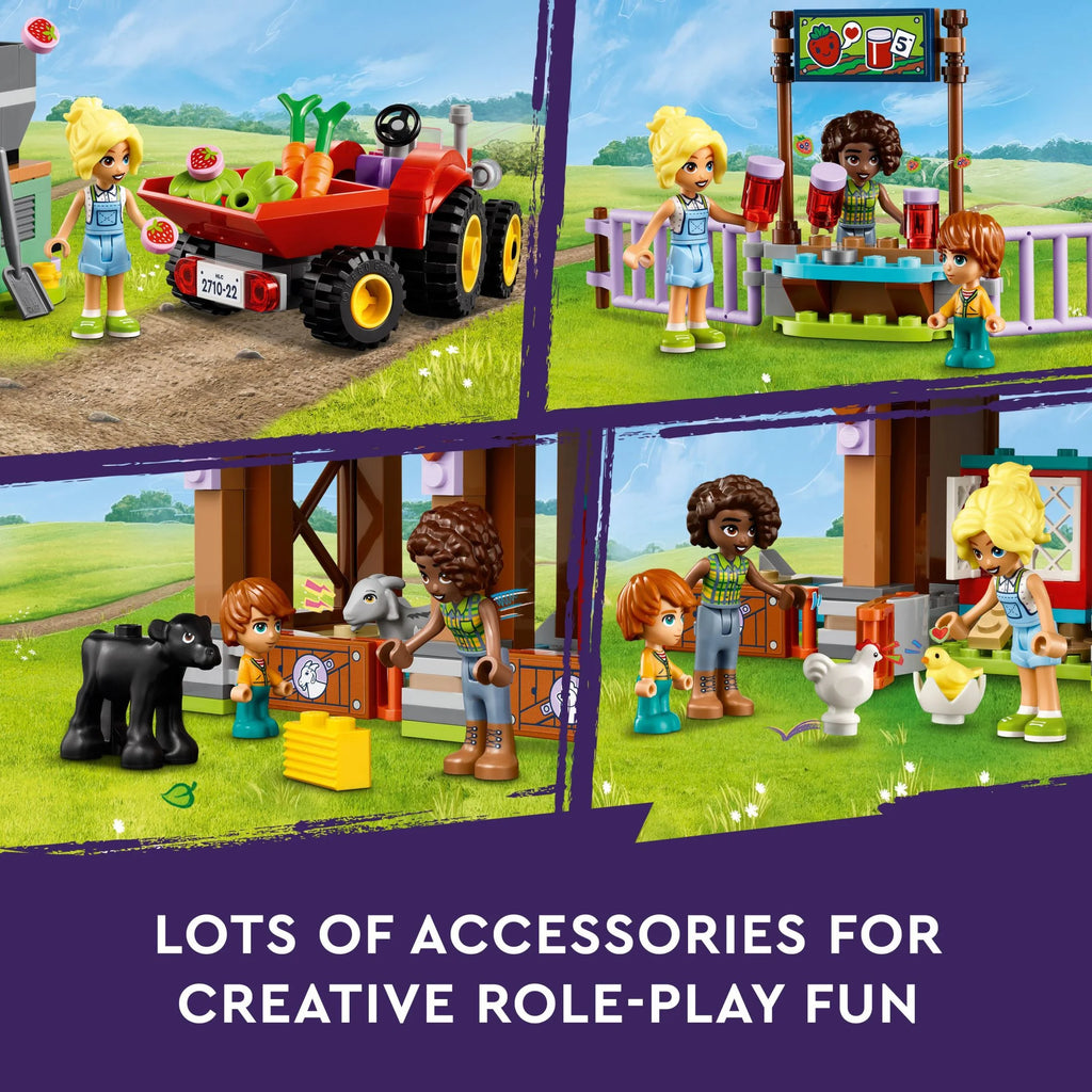 Farm Animal Sanctuary and Tractor Toy with 3 Mini-Doll Characters and 5 Farm Animal Toys Including a Baby Cow U435