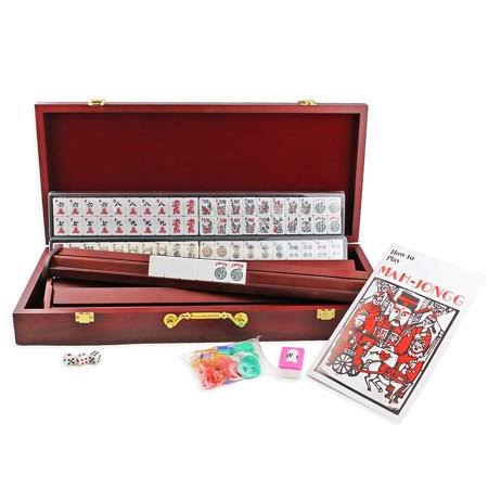 166 Tiles Wooden Mahjong Set in Wooden Case V8672