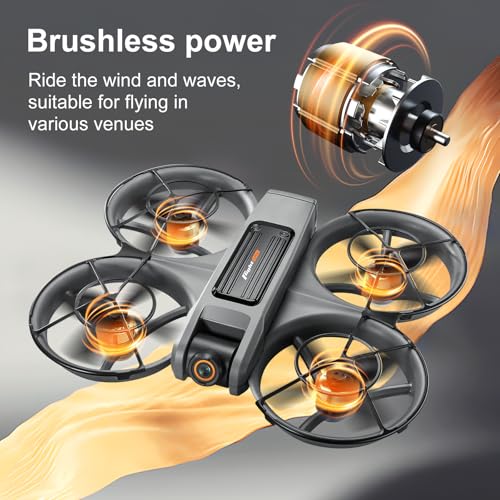 RC Drone with Screen On Controller, Brushless Motor Drone with Dual Cameras H1469