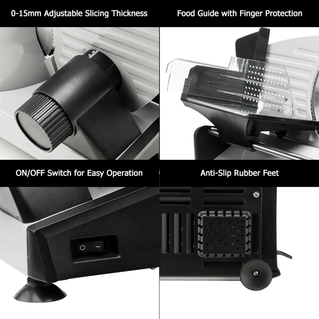 Electric Deli Food Slicer with Removable 7.5'' Serrated & Stainless Steel Blade F977983