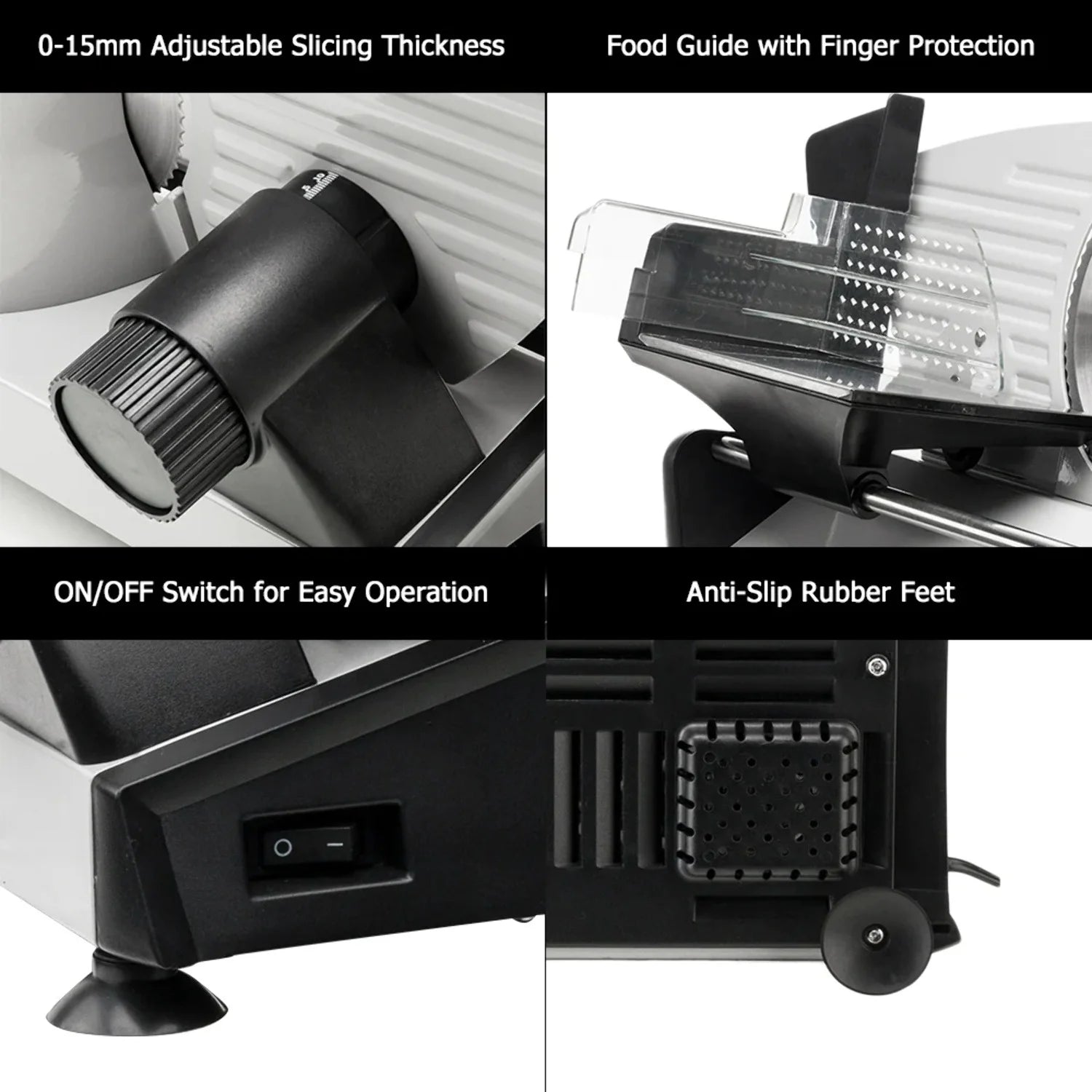 Electric Deli Food Slicer with Removable 7.5'' Serrated & Stainless Steel Blade F977983