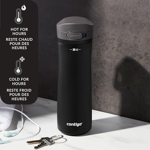 Stainless Steel Water Bottle with Carry Handle and Secure Lid, Vacuum-Insulated and BPA-Free, Licorice, 20 oz U25532
