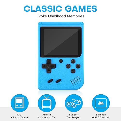 Handheld Retro Video Game Console with 3.0 Inch Screen (Blue-800 Games) N46226