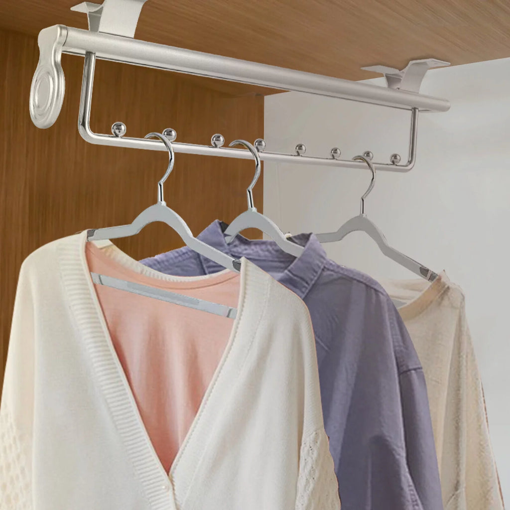 Stainless Steel Clothes Rail Retractable Closet Pull Out Rod 46x14x10cm U8308