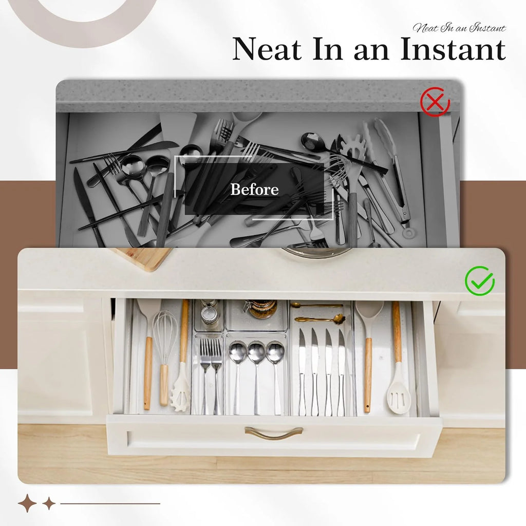 14 PCS Clear Plastic Drawer Organizer Set G419861