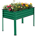 Galvanized Raised Garden Bed with Legs, Oval Large Metal Raised Garden Beds Z23206