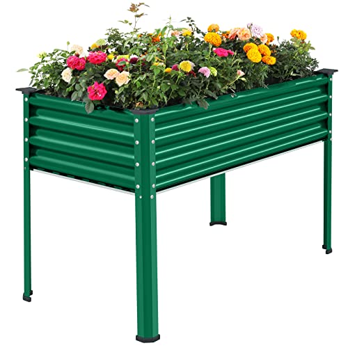 Galvanized Raised Garden Bed with Legs, Oval Large Metal Raised Garden Beds Z23206