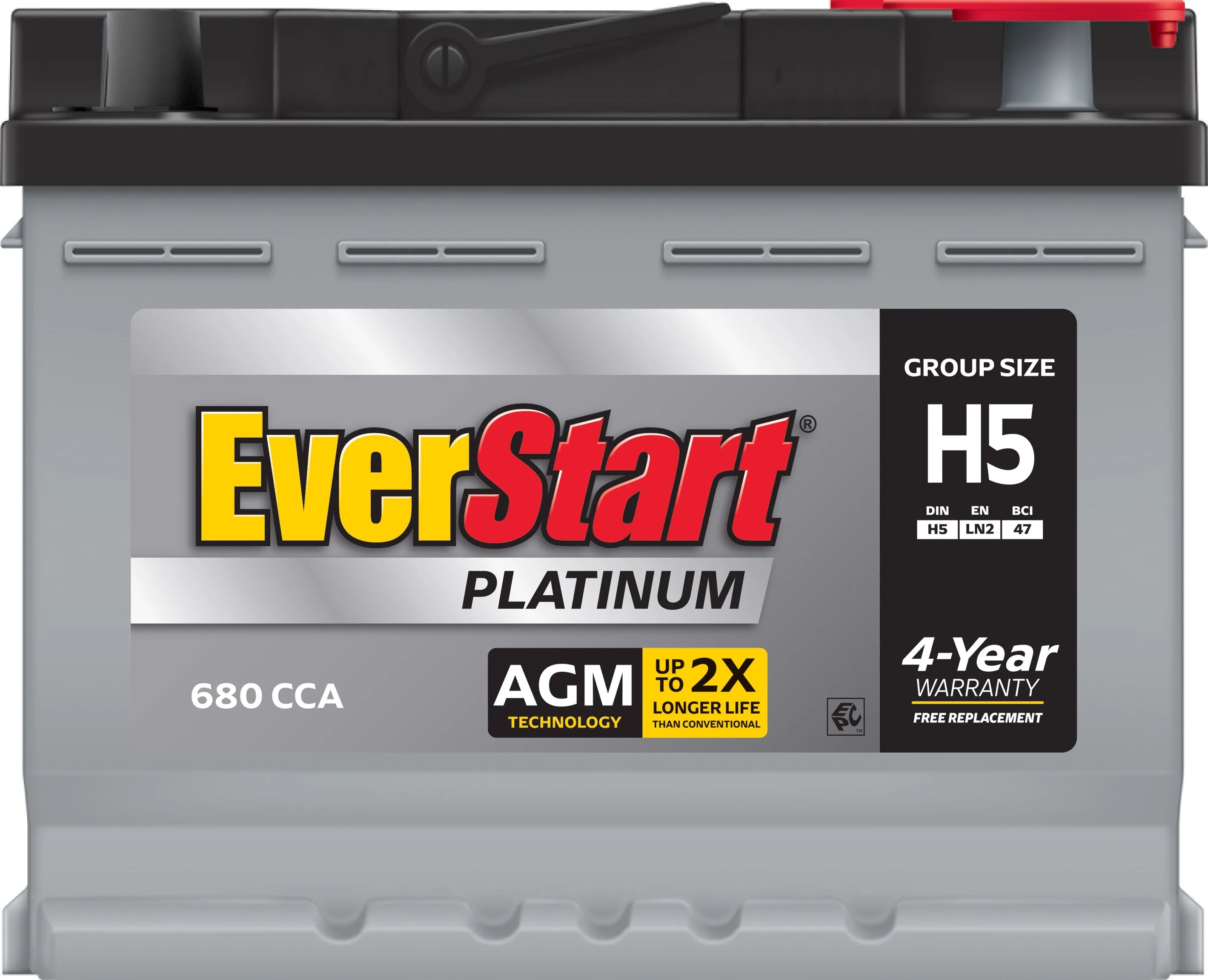 AGM Automotive Battery, Group Size H5 / LN2 / 47 12 Volt, 680 CCA H1800