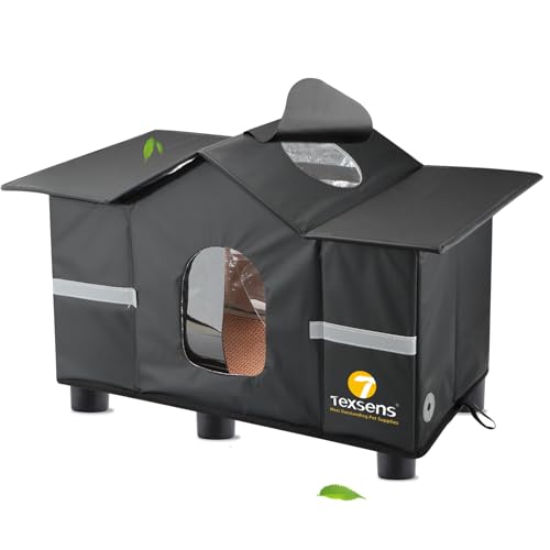 Weatherproof Large Cat Shelter with Roof Window and Cozy Cushion J871463