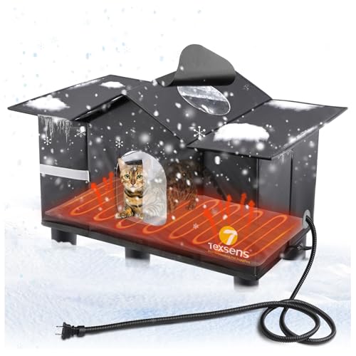 Weatherproof Large Cat Shelter with Roof Window and Cozy Cushion J871463