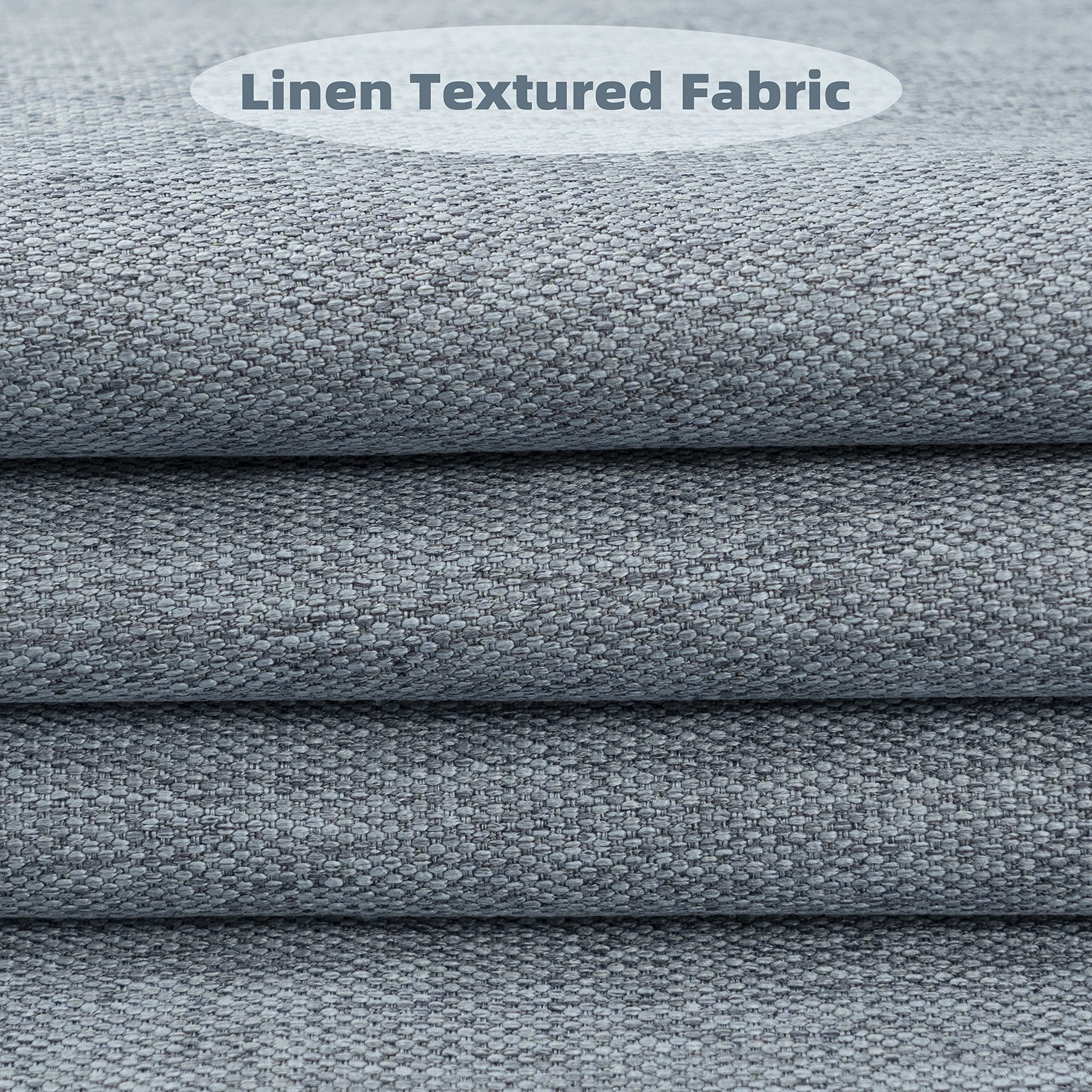 Dusty Blue Faux Linen Blackout Curtains 84 Inches 2 Panels G58095