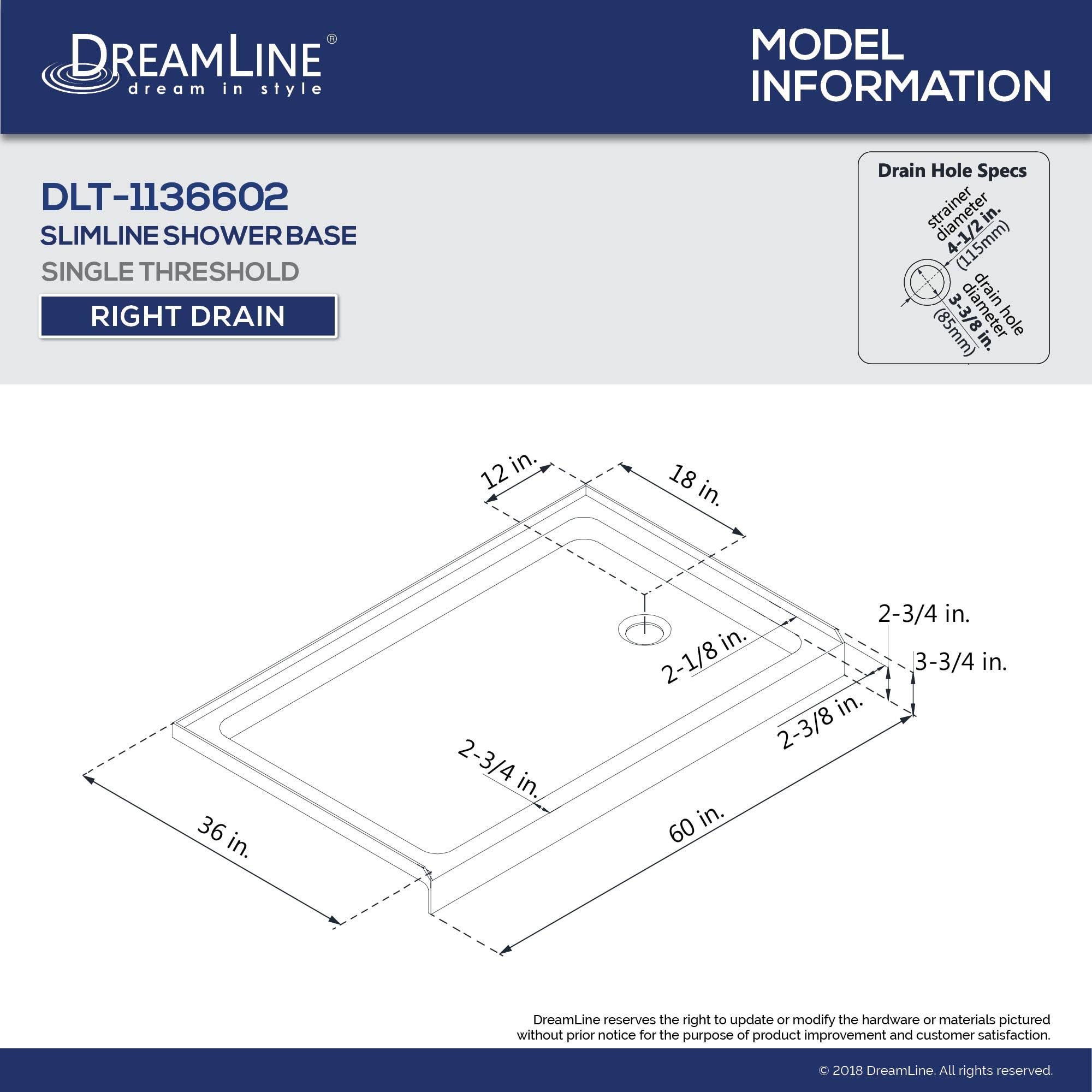 36 in. x 60 in. Single Threshold Shower Base L2161