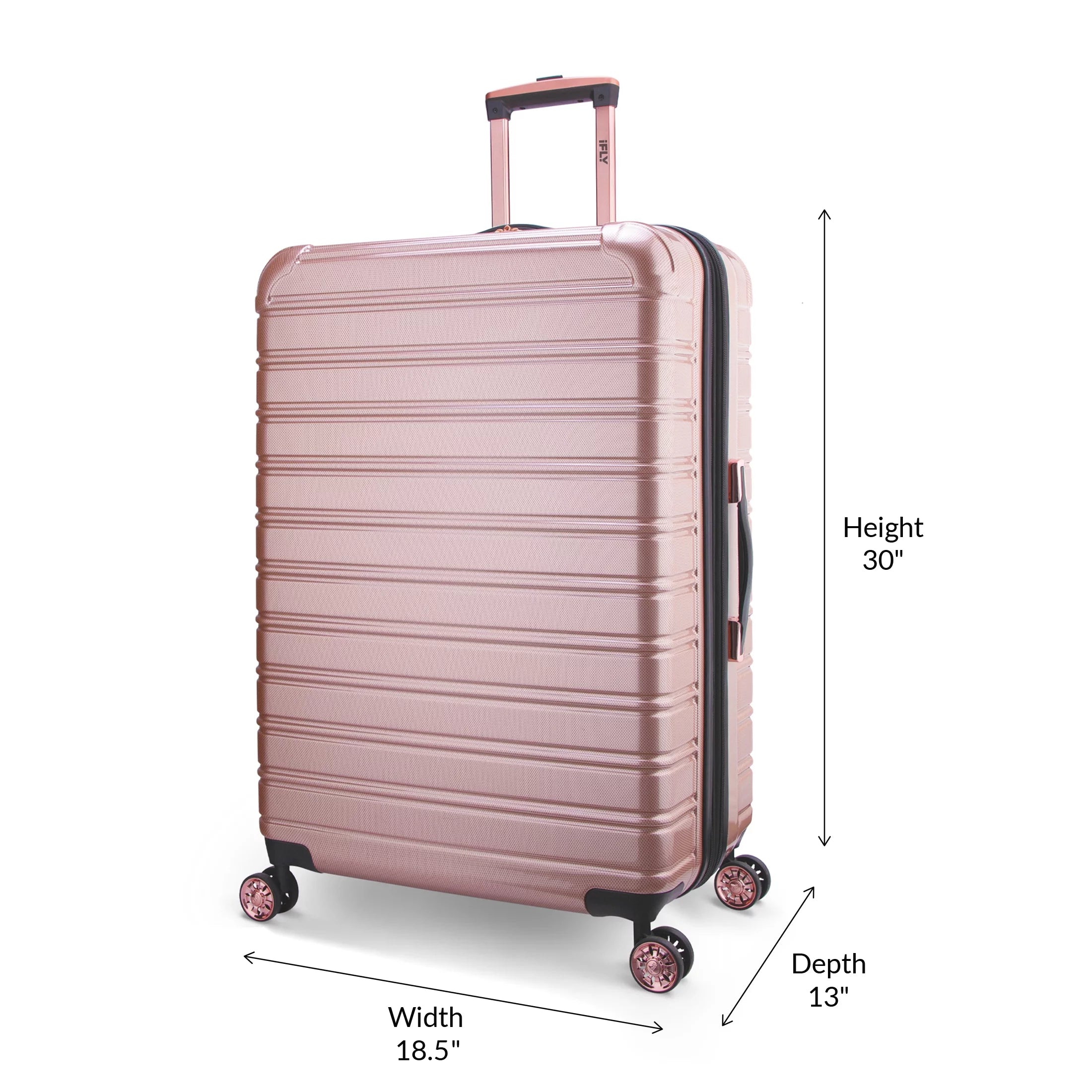 3 Piece Hardside Luggage Set, 20" Carry-on, 24" and 28" Checked, Rose Gold R1993