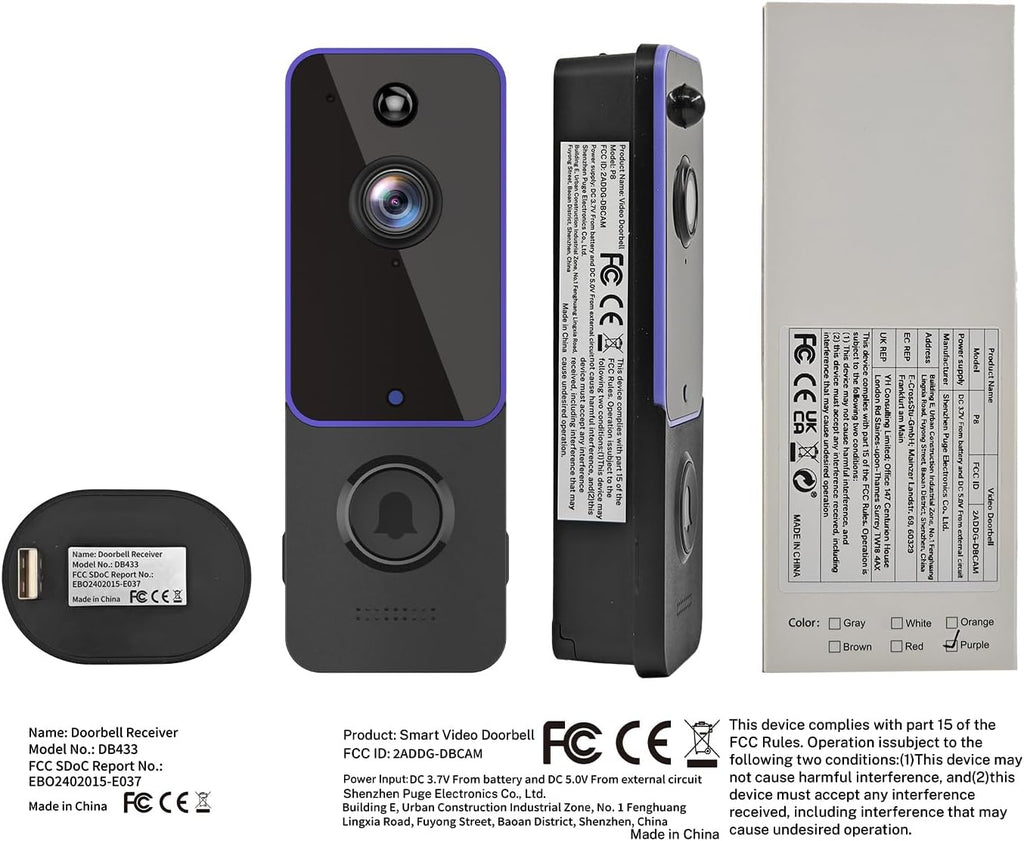 Wireless Doorbell Camera with Night Vision J605