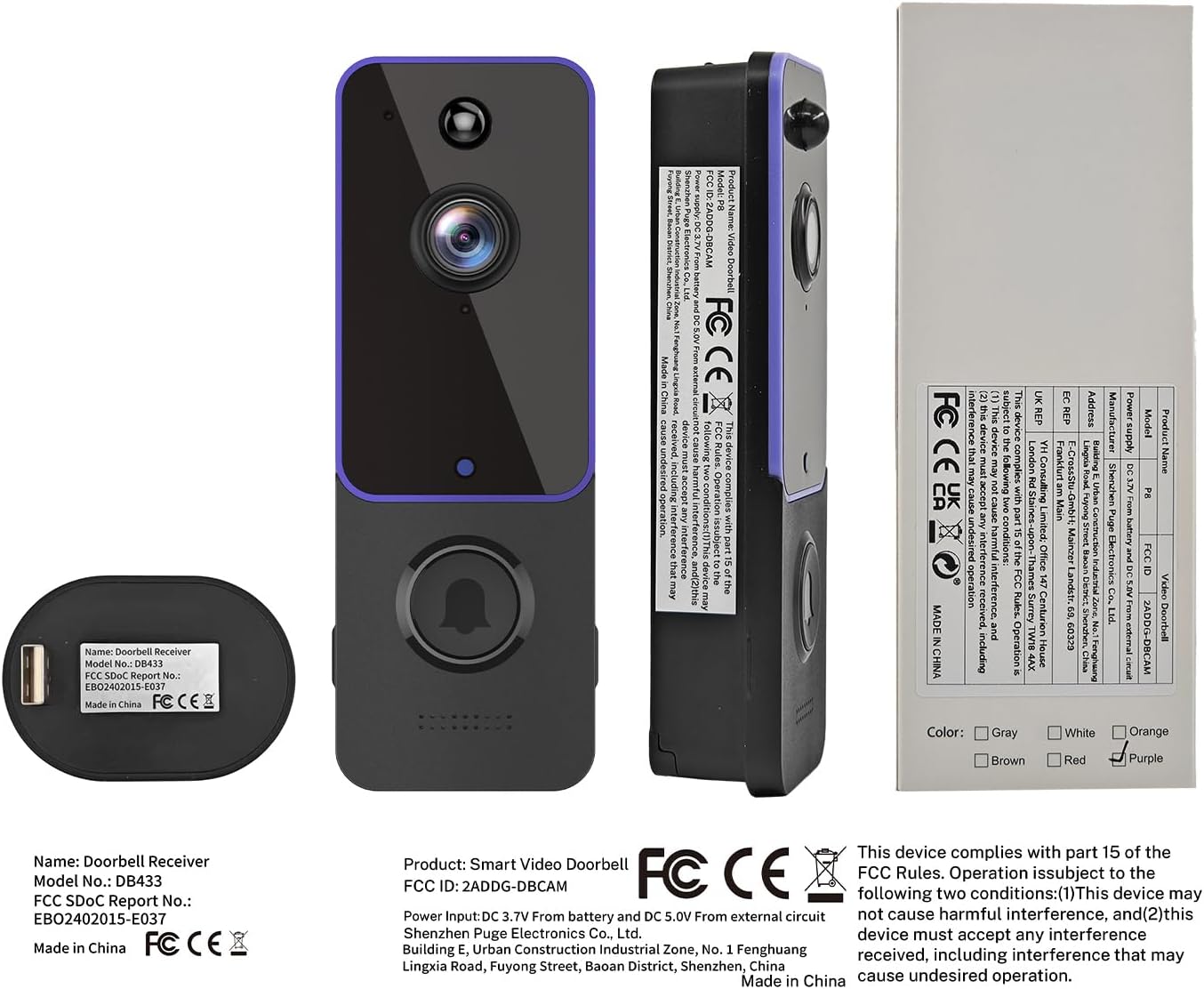 Wireless Doorbell Camera with Night Vision J605