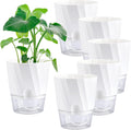 6 Pack Self Watering White Plant Pots Q7424