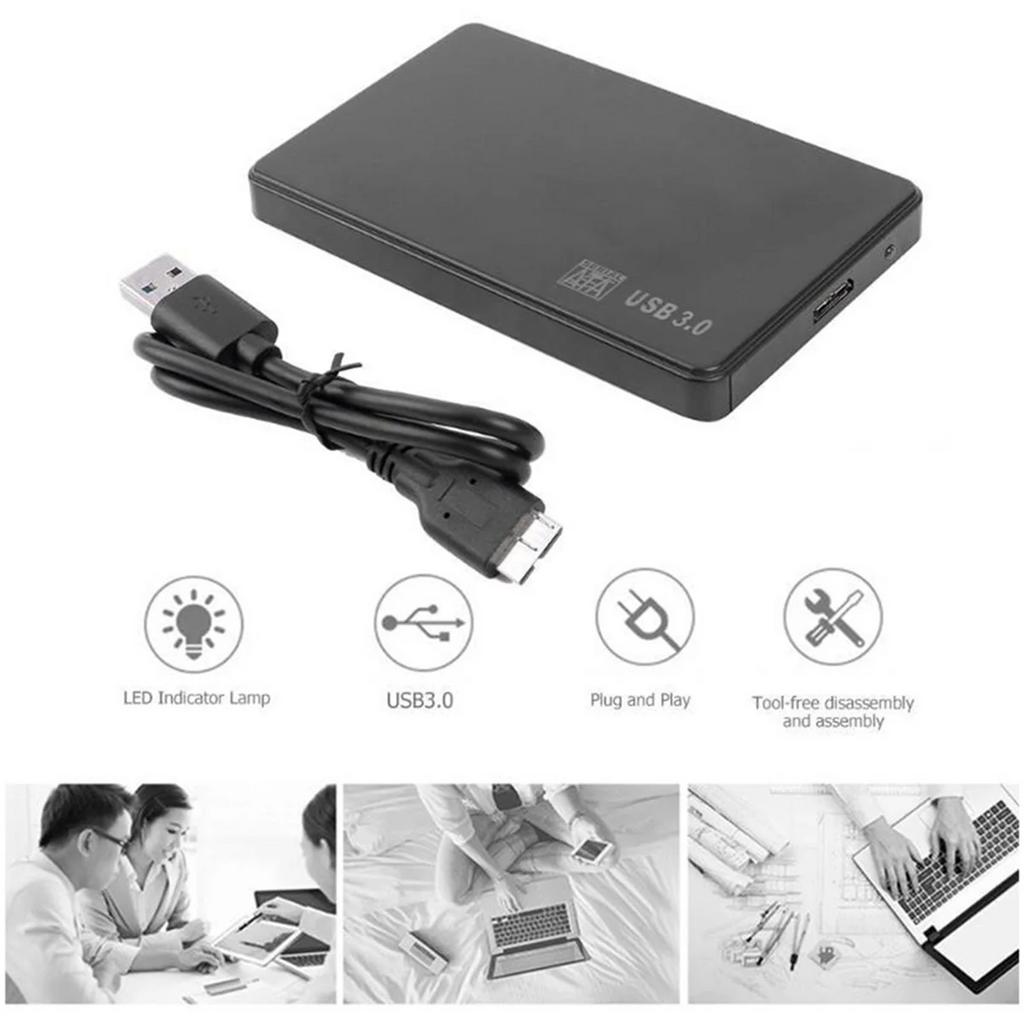 2.5In to USB 3.0 Solid State Enclosure Mobile Hard Disk Cassette with Cable Y899578
