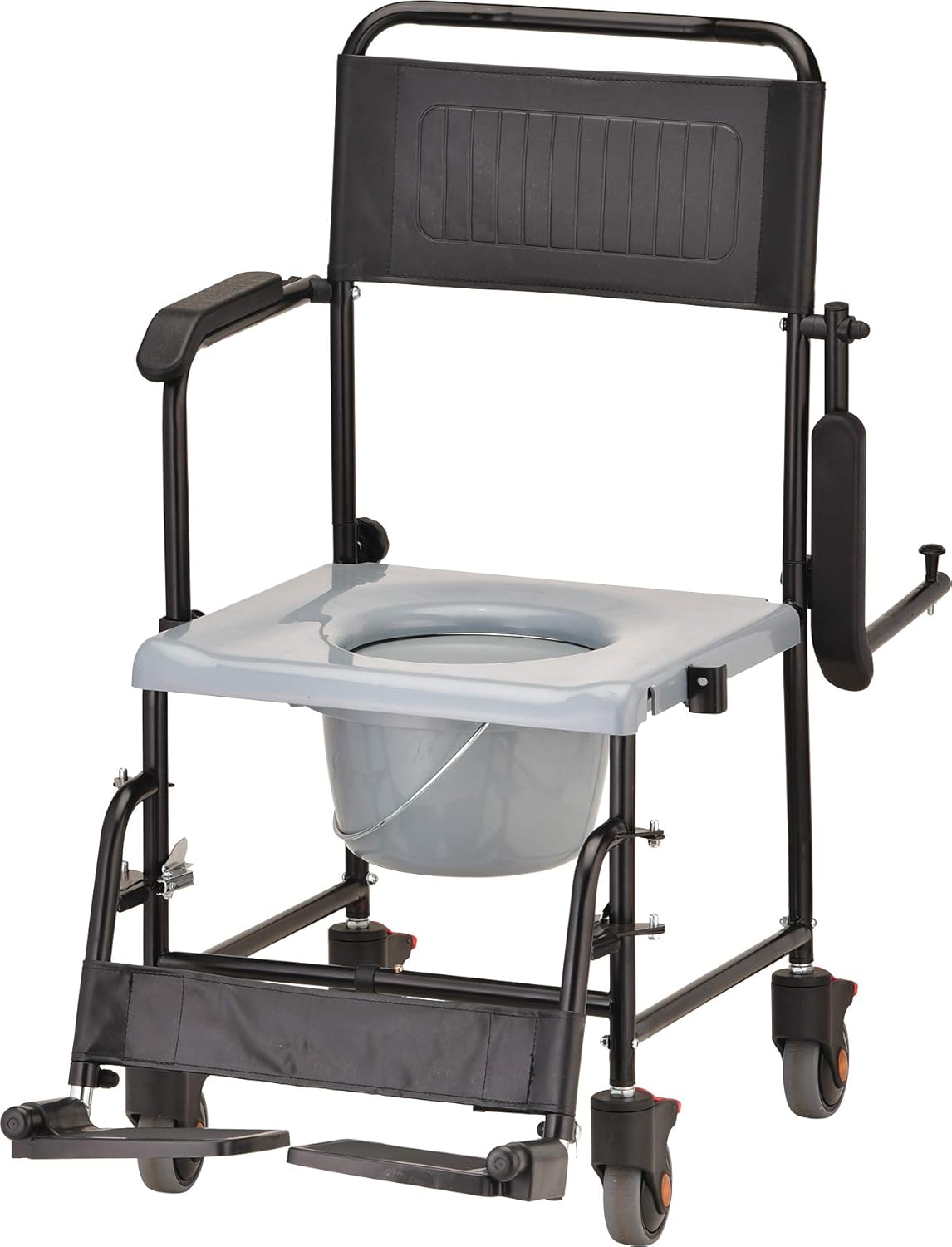 Hammertone Transport Chair Commode with Locking Wheels and Removable Padded Seat A220