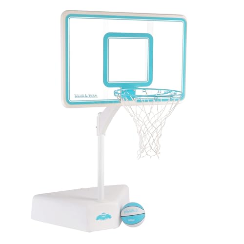 Outdoor Adjustable Height Swimming Pool Basketball Hoop with Ball, Base, 18 Inch Stainless Steel Rim R8546
