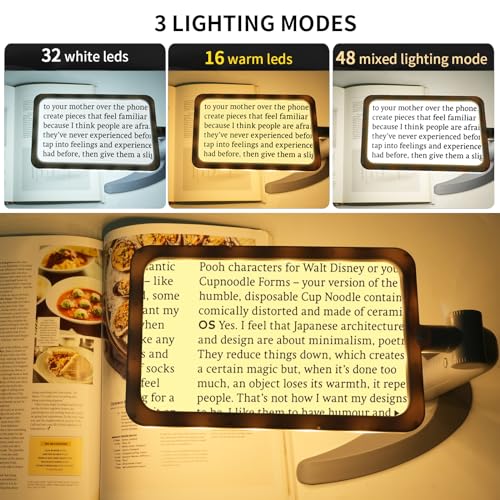5X Folding Handheld Rectangular Magnifier with 48 Lights U83221