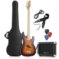 Blue 4 String Right Handed Electric Bass Guitar with 15-Watt Amp and Gig Bag V338