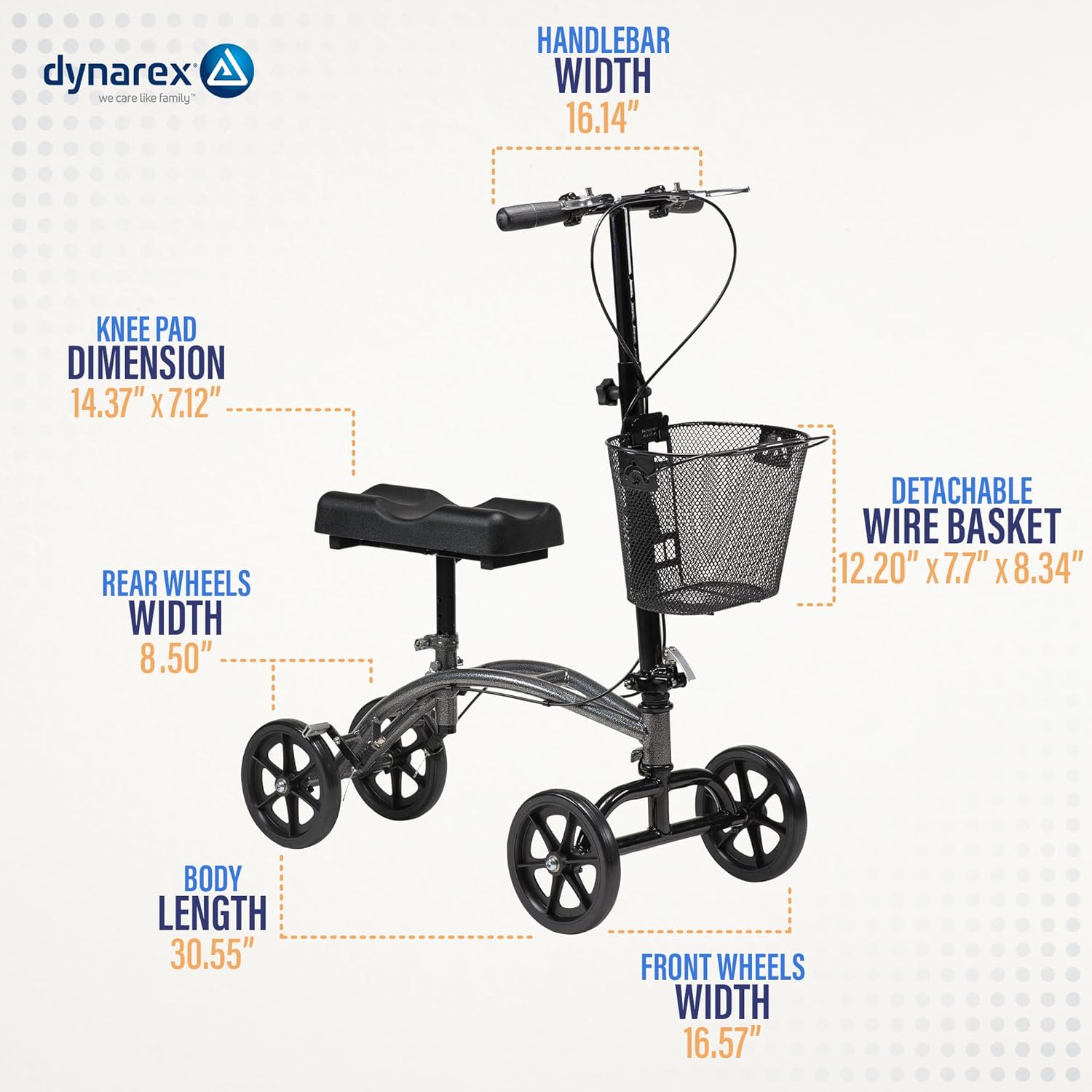 Silver Steerable Knee Walker with Basket J1914
