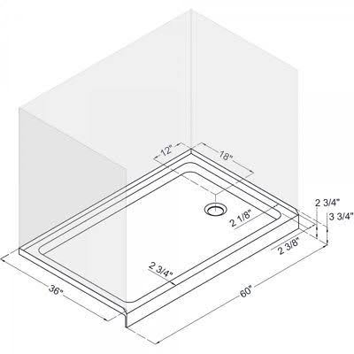 36 in. x 60 in. Single Threshold Shower Base L2161