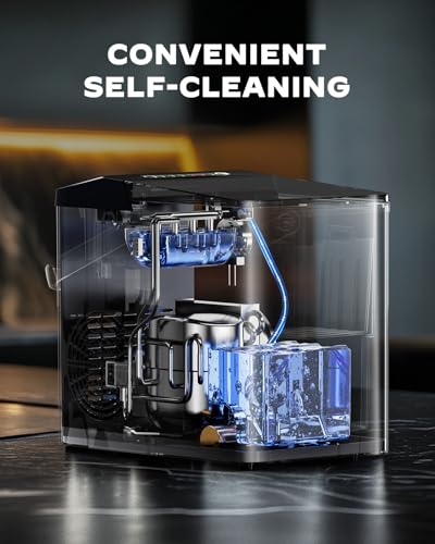 Black Self-Cleaning Ice Machine, 26Lbs/24H, 2 Sizes of Bullet Ice D691660