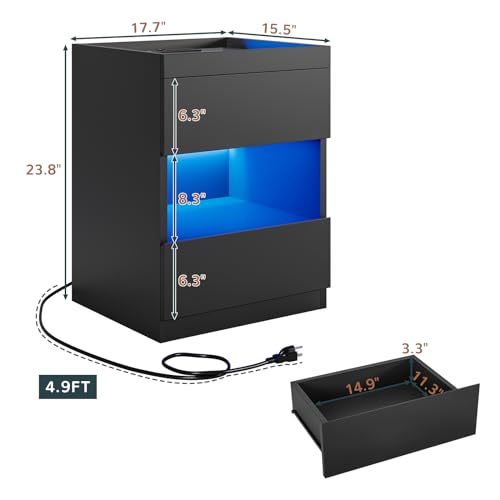 Set of 2 Nightstands with 2 Drawers and Glass Top W698583