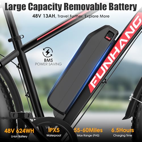 26" Fat Tire Electric Mountain Bike with 48V 13AH Battery Q380