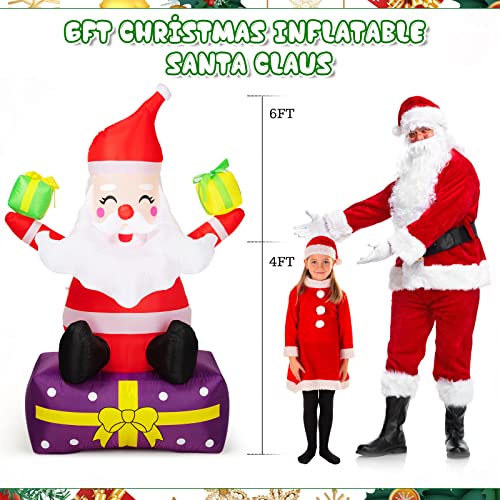 Inflatable Santa Claus with Gift Boxes LED Lights Yard Decor J288