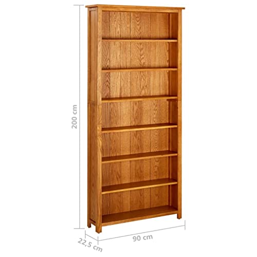 7-Tier Solid Oak Wood Bookcase I889837