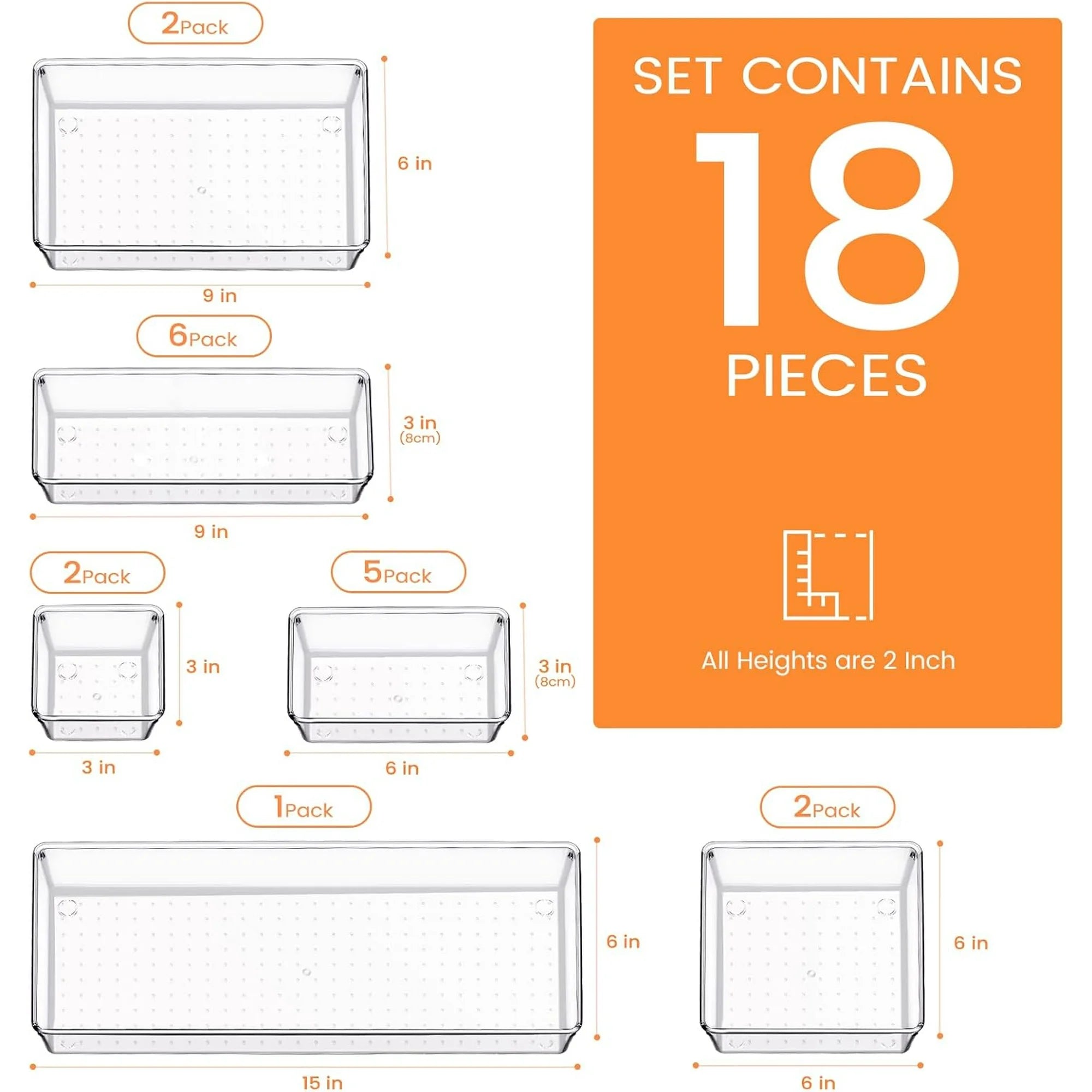 14 PCS Clear Plastic Drawer Organizer Set G419861