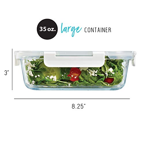 5-Pack Two Compartments Glass Storage Containers with Locking Lids, 27 oz. H851
